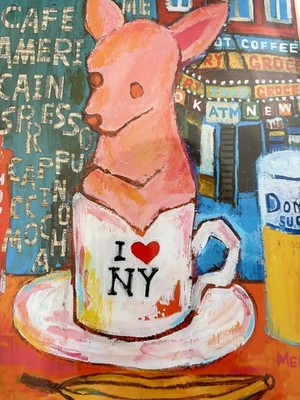 Megu Fukuda Signed Numbered Print 31/400 ''Today's Flavor'' Chihuahua NYC Framed