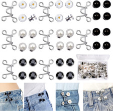 48 Pieces Adjustable Waist Buckle Extender Set, 8 Set 4 Style Jean Button Pins N