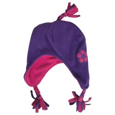 Girls Purple  Hot Pink Fleece Flower Trapper Hat