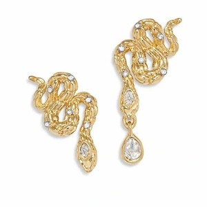 Authentic Alexis Bittar Serpent Pavé Snake Drop Earrings in 14K Gold Plated