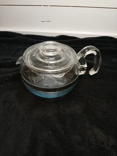 Vintage Pyrex Flameware 6 Cup Tea/Coffee Pot Lid & Handle 8446-B Clear Glass