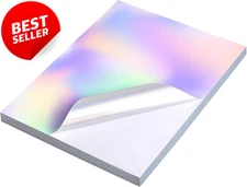 Holographic Sticker Paper 22 Sheets 8.5x11 Printable Vinyl Waterproof Rainbow US