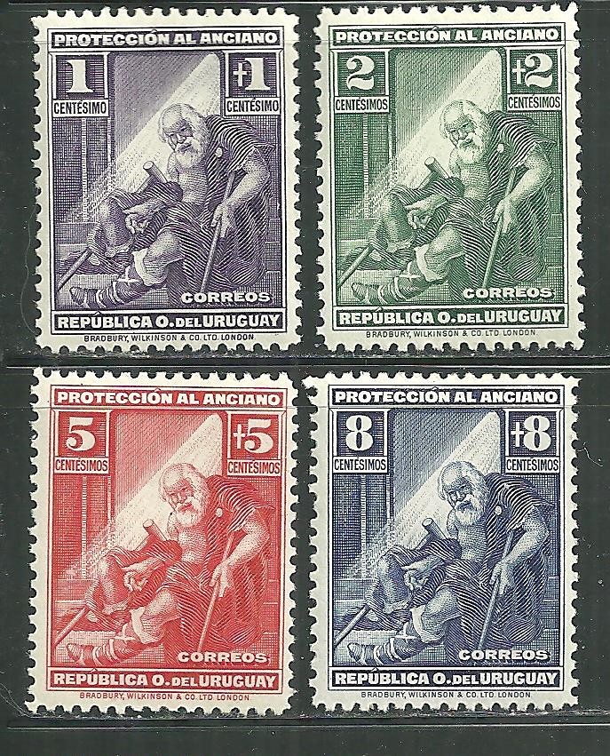 URUGUAY B1-4 MINT LIGHT HINGE INDIGENT OLD MAN