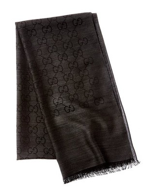 Gucci Logo Small Jacquard Wool & Silk-Blend Scarf Women's | eBay