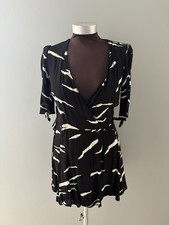 Reformation Sammy Wrap Dress Size M Black White Mustang Mini Cocktail Party