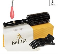 Belula 100 Soft Boar Bristle Round Brush And 3 Hair Clips Blow Drying Set