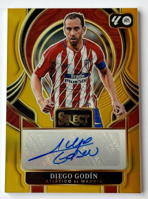 2025-26 Panini Select Gold Auto #/10🔥Diego Godin 🇺🇾  Atletico Madrid Legend