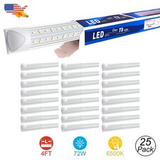 25 Pack 4ft Led Strip Light Fixture 72w 7200lm V Shaped 6500k 48 Led Shop Light
