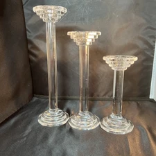 Toscany Collection Column Candlestick Set Of 3- Candle Holders 24% Lead Crystal