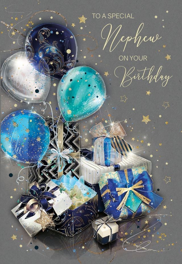 Birthday Card Nephew - Male Foil Finish Cherry Orchard 5.6"" x 8.2""