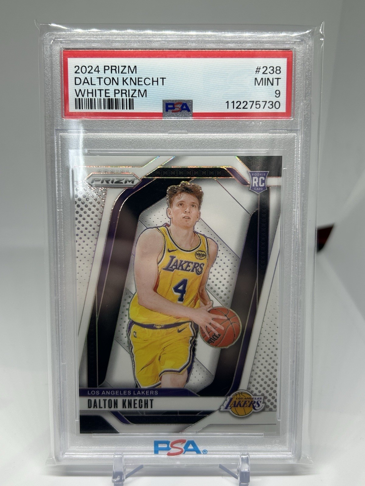 2024-2024 Panini Prizm Basketball Dalton Knecht Rookie White /175 RC #238 PSA 9