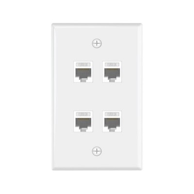 Tripp Lite 4-Port RJ45 Keystone Wall Plate Quad Outlet Universal White TAA