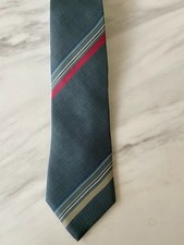 Vintage YSL Yves Saint Laurent Green Red Stripe Silk Tie Mens 58  Long 3  Wide