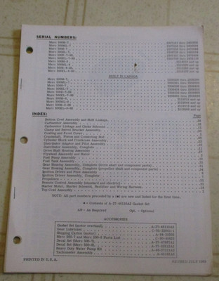 Mercury Merc 500m-7 500ML-7 500s-7 500-SL7 outboard Parts Manual July 1969