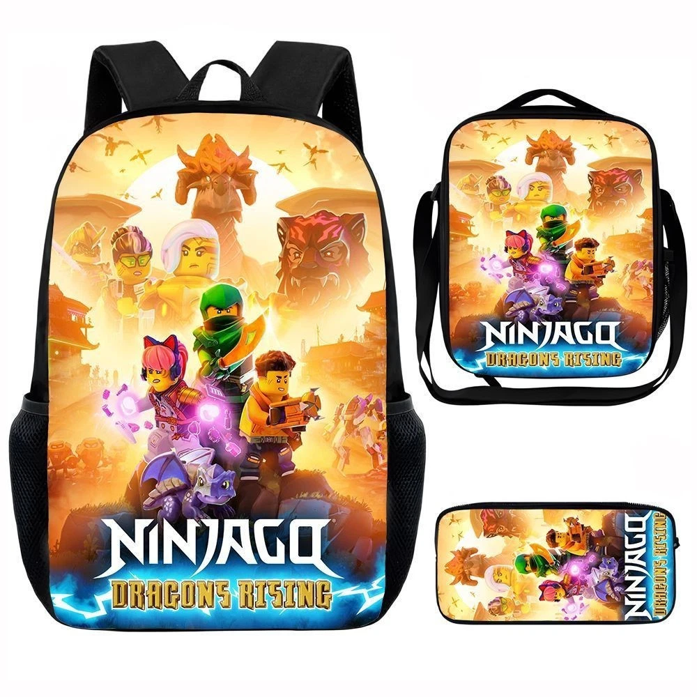 Ninjago Backpack Shoulder Bag Lunch Bag Pencil Case School Rucksack Set for Boys Girls