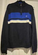 Men's NWT Chaps 1/4 Zip Knit Sweater Black, Blue, White Size XL