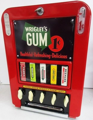 Wrigley's Gum 1c Five Vend Stick Gum Dispenser Circa 1930's
