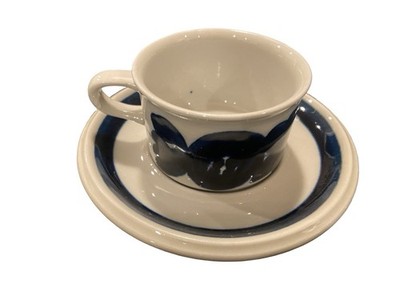 Mint Arabia Finland Anemone Blue Flat Espresso Demitasse Mug Cup Signed