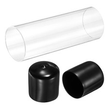 Clear Rigid Acrylic Pipe 51mm ID x 55mm OD 6" Round Plastic Tube with Cap