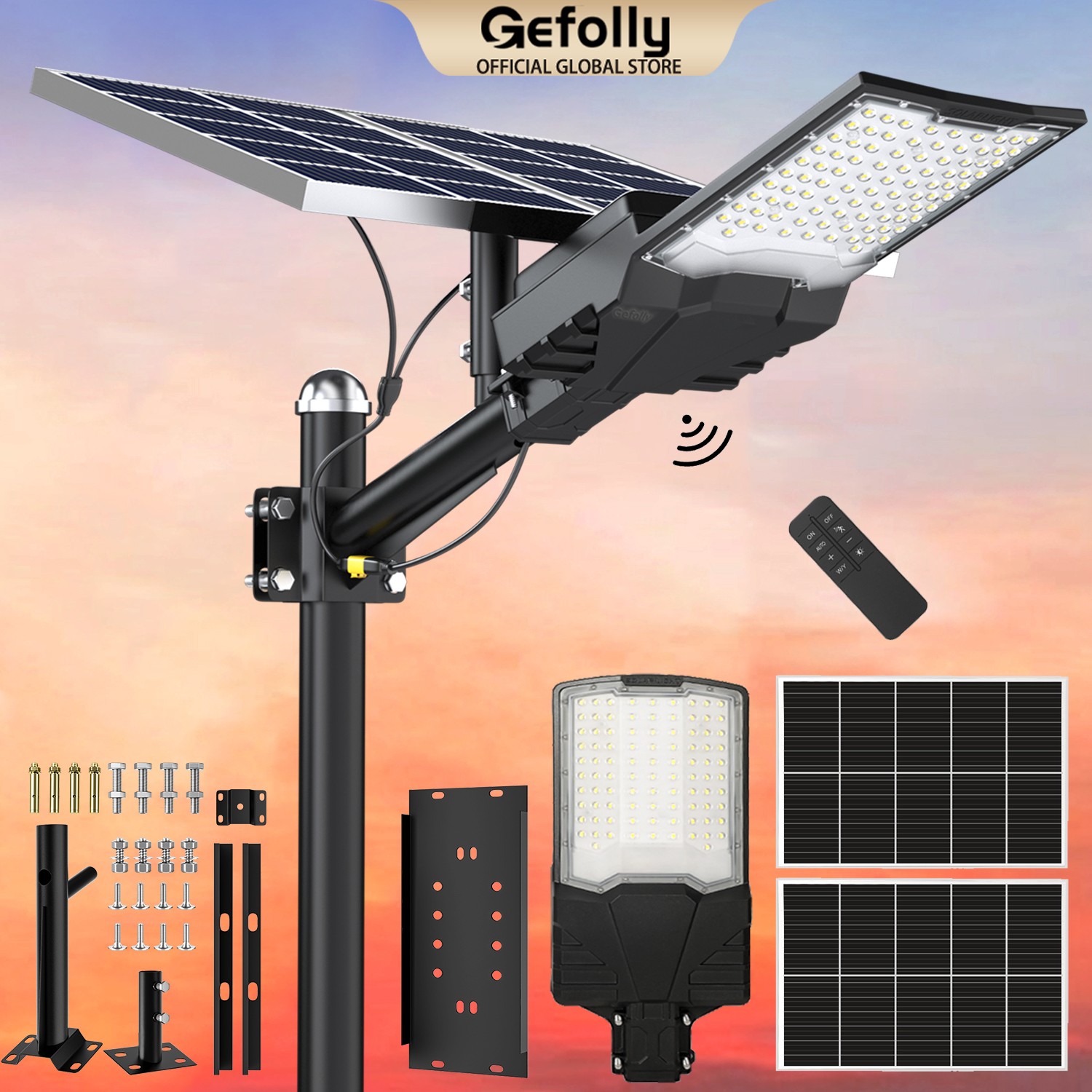 Gefolly 18000W Commercial Super Large Solar Street Lights Outdoor Dusk to Dawn