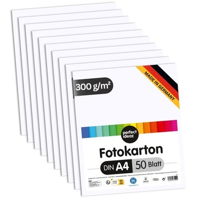 perfect ideaz 50 Blatt Fotokarton A4 weiß 300g Bastel Karton Pappe Tonkarton DIY
