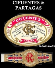 Set of Cuban Band (VITOLA) & Cigar LabeL (TAPACLAVO) of CIFUENTES. Havana Cuba
