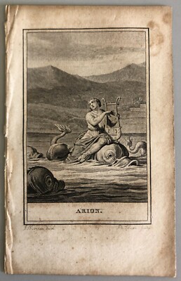 Antica incisione Jean-Michel Moreau le Jeune Philippe Triere Arione di  Metimna