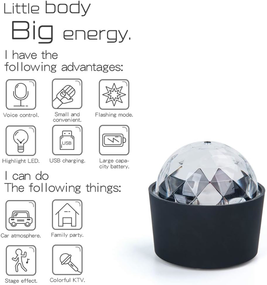 Disco Ball for Car Disco Lights with Sound Activated Multicolor Lights