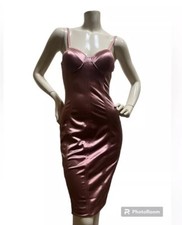 City Lux Pink Satin Bodycon Pencil Dress M