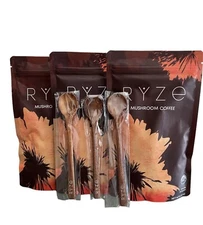 3 Pack Ryze Organic Mushroom Coffee W/ 3 RYZE Spoon 100% Authentic FREE SHIPPING