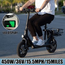 Sports Electric Scooter with Seat 36V Lithium Electric Bike Adult E-bike Black