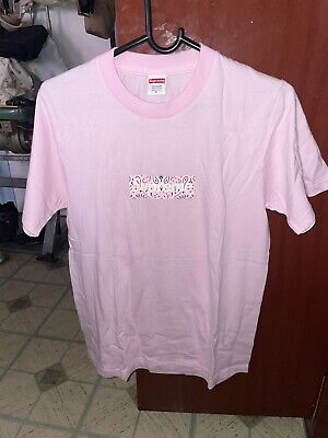 Supreme Bandana Box Logo T Shirt Light Pink FW 19 Size Small 100% Authentic