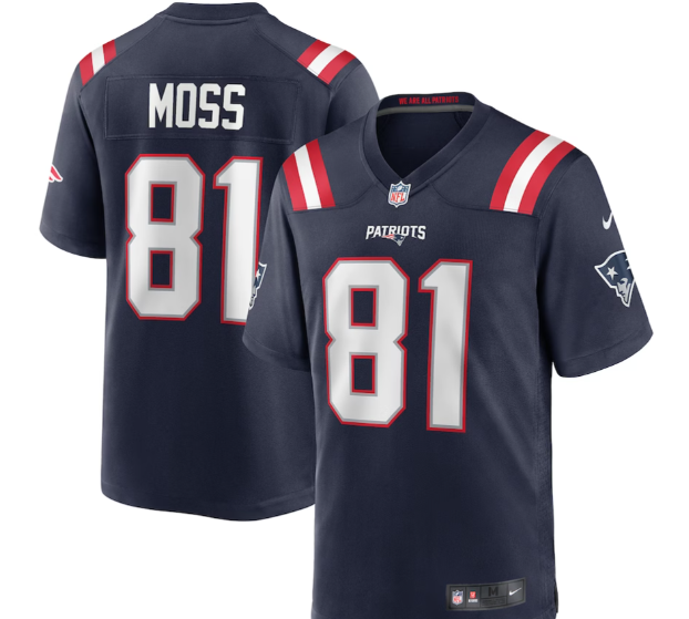 Randy Moss #81 Patriots Stitched Jersey Size L Perfect Birthday Gift
