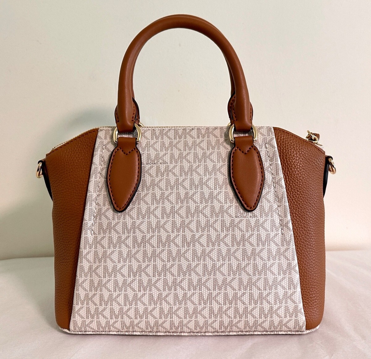 Michael Kors Sienna MK PVC Vanilla Leather MEDIUM Satchel Michael Kors Sienna MK PVC Vanilla Leather MEDIUM Satchel