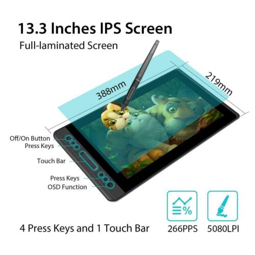 HUION KAMVAS PRO 13 Graphics Tablet Display 13.3'' full lamination 8192 ±60°Tilt - Picture 6 of 11