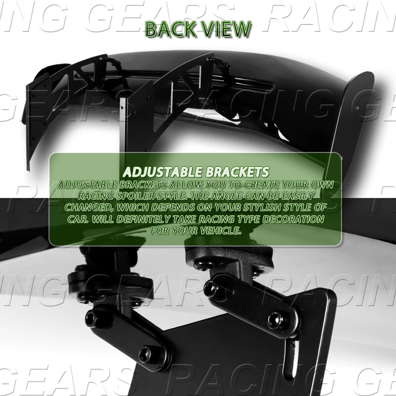 ALERÓN MALETERO TRASERO UNIVERSAL 57" ESTILO GT2 PINTADO NEGRO DOWN FORCE RACING Foto 3 de 4