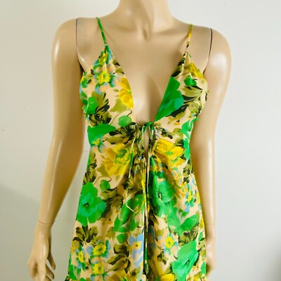 Astr Aneira Dress Green Yellow Blue Floral Tiered Ruffled Women's XL Maxi  Dress | eBay
