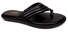 Coach & Four Pernice Women Sandal Thong Padded Footbed Size 6.5 M, Black Leather