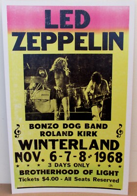 Vintage Led Zeppelin Concert Poster 1968, Winterland | eBay