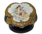 French Antique Art Nouveau Majolica Olibet Biscuits Lidded Box