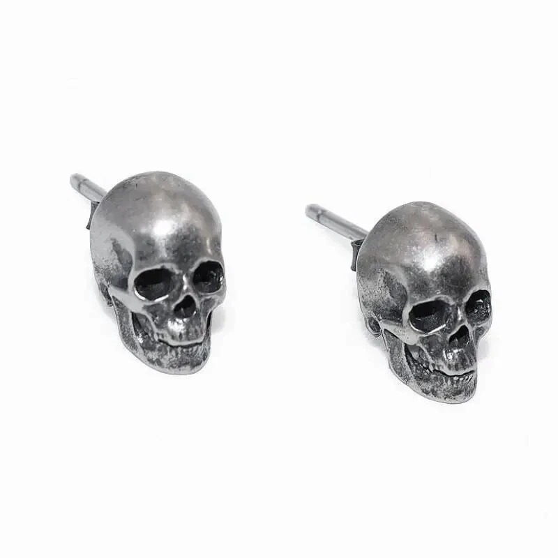 Boucles D'oreilles Tête De Mort - Argent Sterling 925 - Diamants Simulés - Fait Main En Inde
