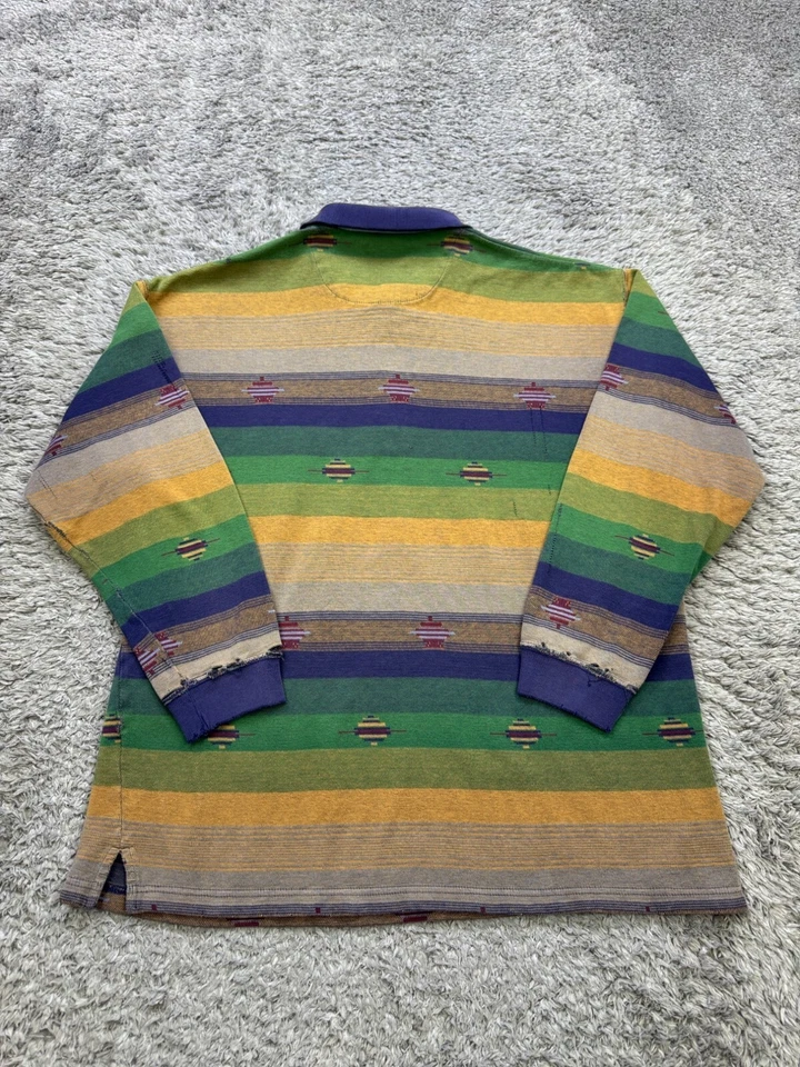 Camisa Polo De Colección St Johns Bay Rugby Hombres XL Suroeste Azteca Fair Isle Rayas Años 90 Foto 2 de 4