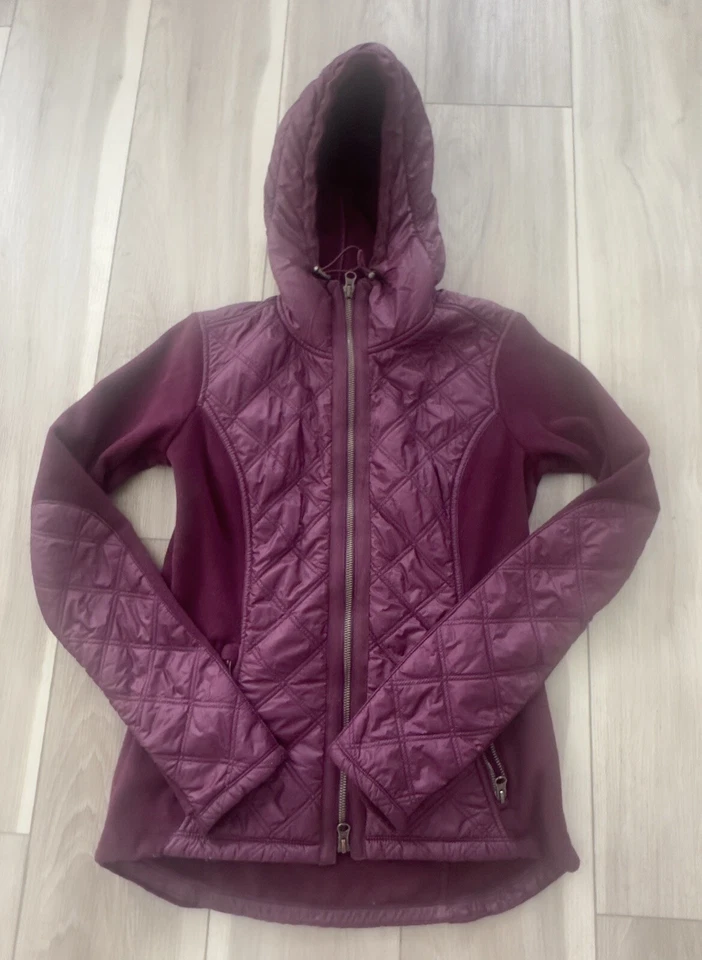Chaqueta Athleta Vortex Primaloft acolchada polar con capucha rojo borgoña para mujer-XS Foto 2 de 4