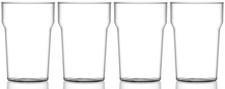 Pint Glass Clear - CE Marked Reusable Polycarbonate Plastic - 20oz - Pack of 4