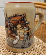 1989 Anheuser Bush Beer Mug Stein Budweiser Clydesdale Horse Hand Crafted Brazil