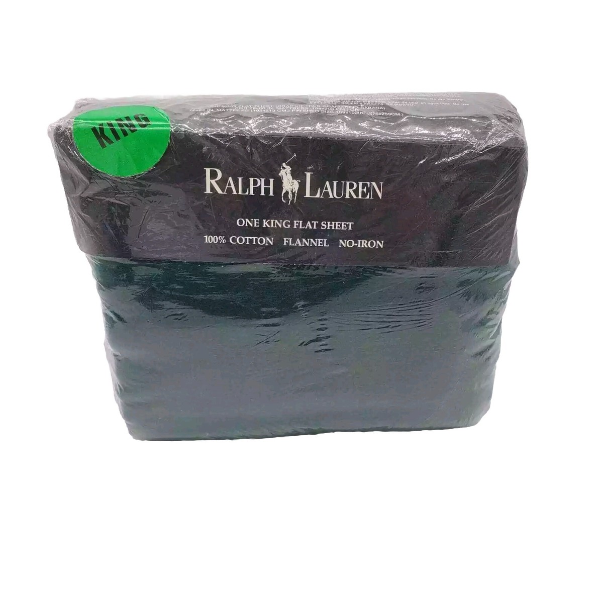 Vintage Ralph Lauren King Flannel Flat Sheet Forest Green - Main Image
