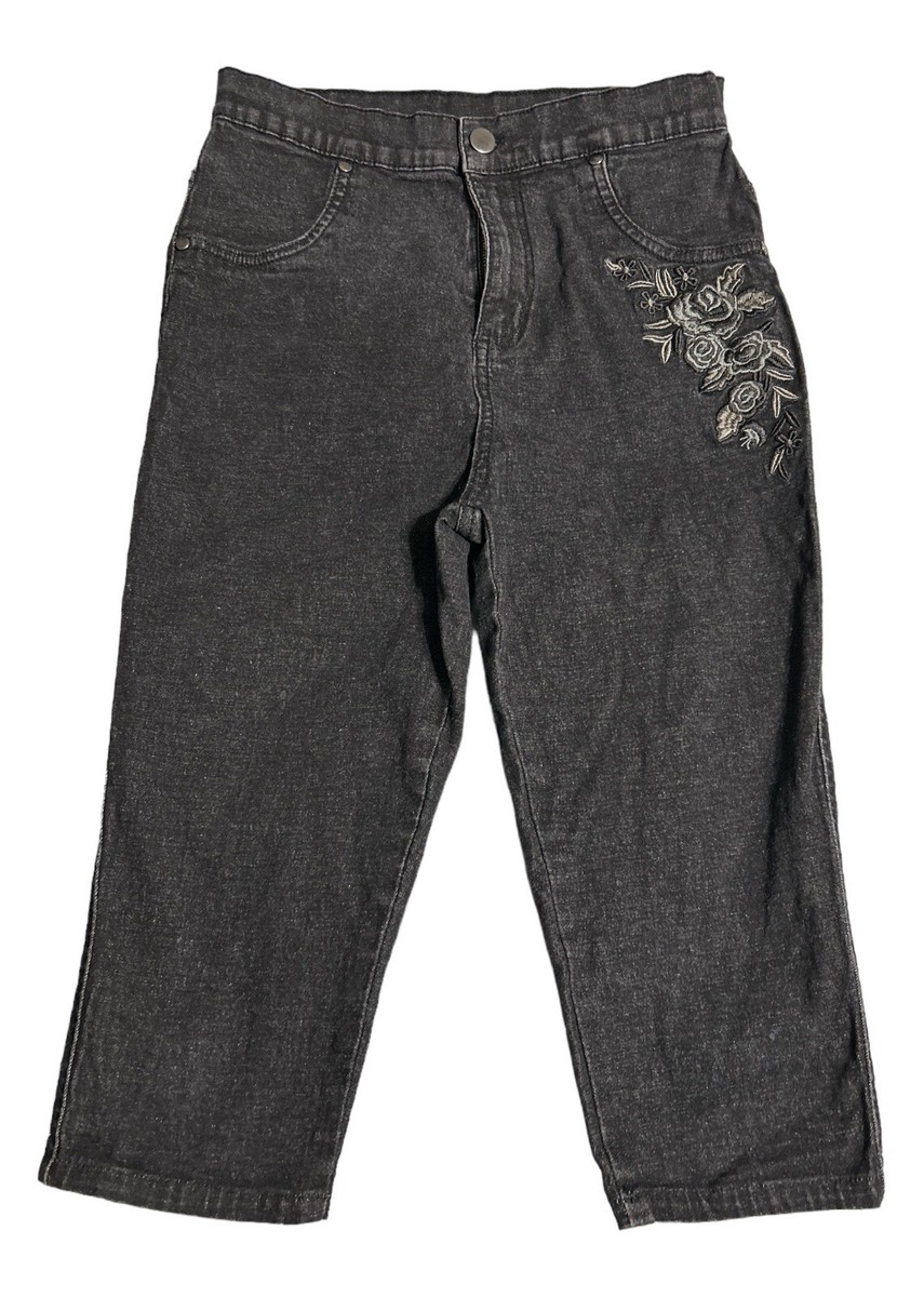 Nordstrom High Rise Straight Leg Capri Black Jeans Women's Size