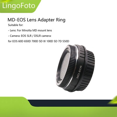 MD-EOS Lens Adapter for Minolta MD Lens to for EOS EF 5D 550D with Optical Glass