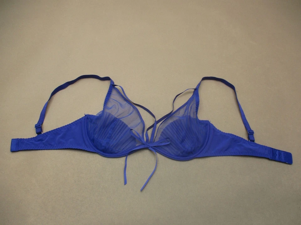 34D Passionata 女式蓝色网眼无衬里钢圈背部闭合半文胸 8i — 第 3/4 张图片
