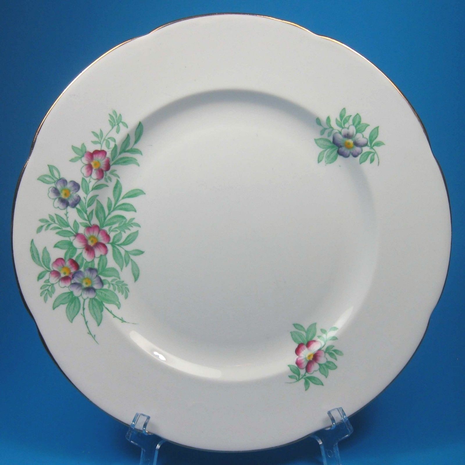 Adderley Bone China Salad Dessert Plate Lawley England 312 Pink Purple